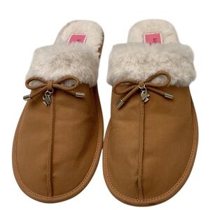 KATE SPADE Women's Tan Faux Fur Lined Slippers